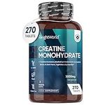 Creatine Monohydrate 3000mg - 270 Tablets - Gym Energy Supplement for Men & Women for Workout - Powder Alternative - Vegan & Keto Unflavoured