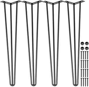 Happybuy Hairpin Table Legs 34" Black Set of 4 Desk Legs 880lbs Load Capacity (Each 220lbs) Hairpin Desk Legs 3 Rods for Bench Desk Dining End Table Chairs Carbon Steel DIY Heavy Duty Furniture Legs