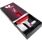 Butterfly Wooden 401 Table Tennis Racket Set - 1 Ping Pong Paddle 1 Ping Pong Paddle Case - Gift Box - ITTF Approved (red, grey, and blue )