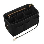 Nircho Handbag Organiser Insert, Multi-Pocket Felt Toiletry Bag Insert Storage Pouch Tote Bag Insert Large Capacity Women Travel Makeup Organizer Tote Bag Insert, Black