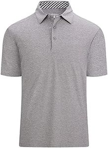 Alex Vando Mens Golf Shirt Moisture Wicking Quick-Dry Short Sleeve Casual Polo Shirts for Men,Grey,4XL