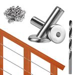 Steel DN Mate 80 Pack 45 Degree Angle Beveled Cable Protector Sleeves, T316 Stainless Steel Protector Sleeve for 1/8" Cable Railing Hardware with a Drill Bit, Stair Cable Railing Kit for Wood Post