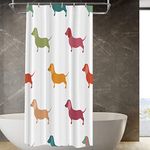 BaoNews Cute Dachshund Decor Shower Curtain,Dog Small Puppies Textile Animal Hunter Polyester Shower Curtain for Shower Stall Bathroom Waterproof with 6 Hooks 36x72 Inch