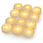 Homemory 3 Inch Flameless Floating Candles, 100 Hour, White Wax, Battery Flickering Waterproof Tealights - Wedding Centerpiece, Engagement, Dinner Parties, Beach Parties, Home Decor, Set of 12