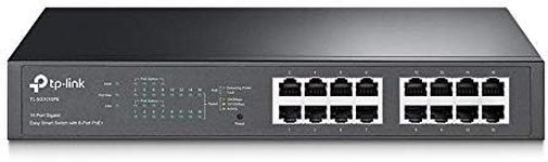 TP-Link 16-Port Gigabit PoE+ Easy Smart Managed Switch with 110W 8-PoE Ports | Unmanaged Plus | Plug and Play | Desktop/Rackmount | Metal | Lifetime (TL-SG1016PE)