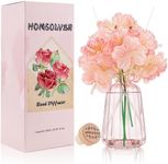 Homsolver Reed Diffuser Set Home Decor, 6.09 OZ Rose Aromatherapy Reed Diffuser with 6 Reed Diffuser Sticks for Home Bedroom Bathroom Living Room Office, Reed Diffuser Birthday Gifts for Women Friend