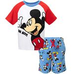 Disney Mickey Mouse Little Boys T-Shirt and French TerryShorts Outfit Set White/Red/Blue 7-8