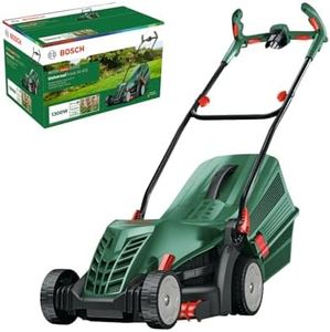 Bosch tondeuse à gazon filaire UniversalRotak 34-405 (moteur de 1 300 W, largeur de coupe : 34 cm, bac de ramassage 40 litres, pour la tonte uniforme de pelouses en laissant des bordures propres)