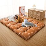 GarveeHome Japanese Futon Mattress, Full Size Futon Floor Mattress Japanese Style Floral Pattern Mattress for Floor, Tatami Mat, Sleeping Mattress Pad for Camping Travel, Flowers Red