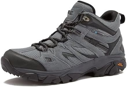 Hi-Tec Ravus WP Mid Waterproof Hiking Boots for Men, Lightweight Breathable Outdoor Trekking Shoes, Dark Grey, 9, 9 US