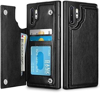 HianDier Wallet Case for Galaxy Note 10 Plus Slim Protective Case with Credit Card Slot Holder Flip Folio Soft PU Leather Magnetic Closure Cover for 2019 Samsung Galaxy Note 10+ 5G, Black