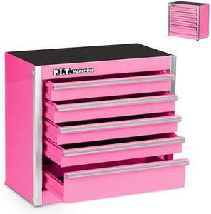 P.I.T. Portable Five-Drawer Steel Tool Box, Pink Hand Carry Tool Cases for Tools Storage, E-STC02-09PI