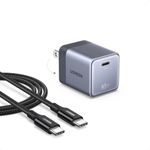 UGREEN Nexode Air 65W USB C Charger with USB C Cable, Ultra-Compact Pocket-Sized, Foldable PD Fast Charging Block, GaN Type C Wall Charger for Laptop MacBook, iPhone 17, Galaxy S26, Pixel 10, Grey