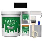 NADAMOO Tub and Tile Refinishing Kit (1kg / 35 oz, with tools, Black), DIY Bathtub Sink Reglaze Kit Countertop Paint Resurface Kit for Bathroom Kitchen Porcelain Enamel Fiberglass, Semi-matte Coat