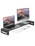 VAYDEER Dual Aluminum Monitor Stand Riser, Aluminum Strong&Sturdy for Laptop Computer Screen, TV, PC, Printer, Multi Media Speaker-Multifunctional Desktop Organizer