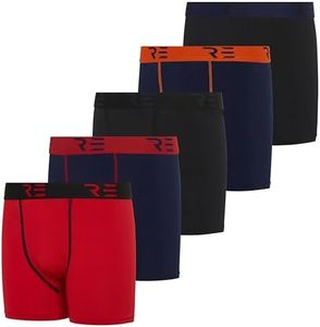Real Essentials 5 Pack: Youth Boys' Compression Shorts - Performance Boxer Briefs Athletic Spandex Underwear-Set 6, XS (4/5)