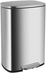 PayLessHere 13.2 Gallon(50L) Trash Can, Fingerprint Proof Stainless Steel Kitchen Garbage Can with Removable Inner Bucket and Hinged Lids, Pedal Rubbish Bin for Home Office (Stainless Steel)