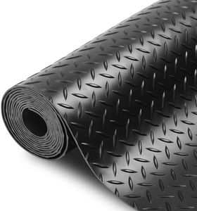 SEAL 4 x 10 Ft Premium Garage Floor Mat, 2.8mm Thick Black Commercial Grade Heavy Duty Parking Mat for Garage Floor, Golf Cart Parking, Water/Stain Resistant Floor Runner (Embossed Diamond Plate)