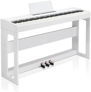 Bonnlo Digitalpiano mit 88 gewichteten Tasten, E-Piano Keyboard mit 3-Pedal-Einheit für Anfänger, Klavier mit MIDI-USB, Doppel-Bluetooth,Stereolautsprechern, 128 Töne und Rhythmen, Weiß