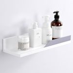 YOHOM White Floating Shelf Adhesive Bathroom Wall Storage Shelf No Drilling Display Ledge Shelf Organizer for Shower Caddy Kitchen Shelf Holder 14.96inch