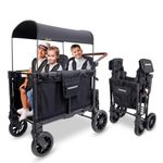 WONDERFOLD W4 Luxe Pro Stroller Wagon (4 Seater) - Collapsible Wagon Stroller with Seats Featuring 5-Point Safety Harnesses and Adjustable Sun Canopy, Jet Black