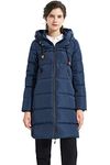 Orolay Women's Thickened Down Coat Puffer Jacket Ladies Hooded Coat for Winter Navy M