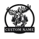 Custom Moose Outdoor Metal Wall Art, Personalized Moose Name Sign, Moose Outdoor Decor, Custom Deer Metal Signs Customized Outdoor, Home Decor Gifts,Personalized Name Logo