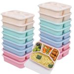 Kakating 16 Pack Meal Prep Container, Bento Lunch Box, 4-Compartment Snack Container Lunch Containers for Adults, Bento Box Microwave and Dishwasher Safe (16)