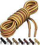 Birch 1/5" Thick Tough and Heavy Duty Round Boot Laces for Boots and Hiking Shoes. (45"(115cm)-S, Yellow/Brown)