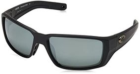 Costa Del Mar Men's Fantail Pro Fishing and Watersports Rectangular Sunglasses, Matte Black/Grey Silver Mirrored Polarized 580g, 60 mm