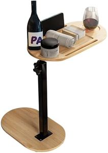 Bamboo Bathtub Tray Table, Height Adjustable & 360° Rotated with Wine Glass Phone Holder for Home Spa