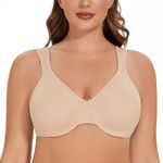 MELENECA Women's Plus Size Full Coverage Underwire Seamless Non Padded Minimizer Bra Beige 32F