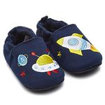 TIMATEGO Toddler Baby Boys Girls Shoes Non Skid Slipper Sneaker Moccasins Infant First Walker House Walking Crib Shoes(0-24 Months) 9-12 Months Infant, 01 Navy Rocket Baby Slipper