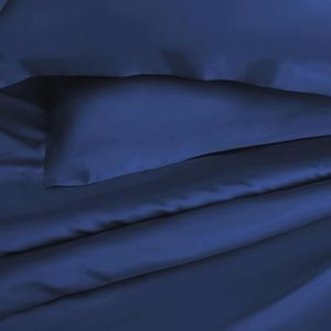 Extra Deep Bamboo Fitted Sheet Ultra Soft 300TC Hypoallergenic Breathable Bed Linen Deep Pocket Sheet Eco Friendly Easy Care Bedding [Navy Blue, Double]
