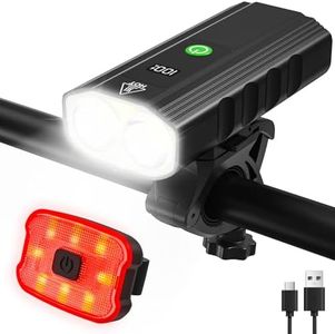 Bike Lights for Night Riding, 2000 Lumen Super Bright Bicycle Headlight and Tail Light Set with LCD Dispaly, USB-C Rechargeable Waterproof LED Bike Light Front and Back for Road Mountain Cycling