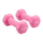 Amazon Brand - Solimo Neoprene Dumbbell 1kg, Set of 2 (Hot Pink)