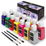 Magicfly Soft Fabric Paint Set of 14 Colours 60ml, Permanent Textile Paints Washable for Clothes DIY Projects Adults and Kids, No Heating Need, with 3 Brushes, for T-Shirts, Bags, Jeans, Canvas