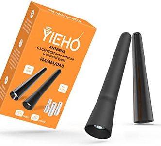 YIEHO Antenna Auto Corta - 2 Pezzi Antenna Universale per Auto per tutti i modelli di auto - Antenna per Autoradio con ricezione FM DAB di alta qualità - Metallo Antenna Radio Auto Mini 5CM + 6.5CM