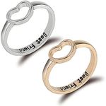 Aineecy Infinity Love Heart Rings Set for Friendship Geometric Hollow Peach Heart Engraved Letter Index Finger Rings for Women Girls Graduation Gift 2Pcs/Set