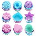 To encounter Silicone Cupcake Liners, Reusable Silicone Baking Cups, Non Stick Muffin Liners, 9 Shapes Pack of 36