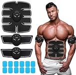 SJNDY Abs Stimulator 10 Replacement Gel Pad Sheet Ab Trainer Abdominal Toning Belt Workout Portable Home Office Fitness Equipment Arm Abdomen (Black)