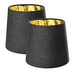 Navaris Black Linen Lampshade - 17CM Contemporary Design Modern Lamp Shade for Lights with Golden Inner Lining - Set of 2, Suitable for E14 Lights