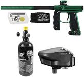 Maddog Empire Mini GS Electronic Full Auto Paintball Gun Marker w/ 48/3000 HPA Paintball Tank & Empire Halo Too Electronic Paintball Loader Starter Package - Dust Green/Dust Black - 2pc Barrel