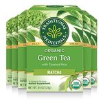 Traditional Medicinals - Organic Green Tea Matcha (Pack of 6) - Traditional Japanese Green Tea - Energizing & Uplifting - 96 Tea Bags Total