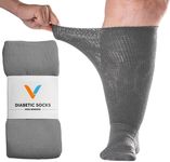 Viasox Gray EasyStretch™ Diabetic Socks for Men & Women, Non Binding Top, Seamless Toe, Loose Fit, Medium 5-9