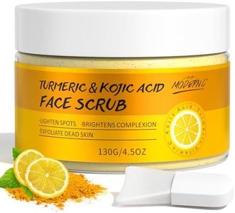 Curcuma Acide Kojique Gommage Visage, Exfoliant Visage Éclaircissant Avec Vitamine C, Doux Élimine les Peaux Mortes, Améliore les Taches Brunes Points Noirs et les L'acné, Pour Femme et Homme 130 ml