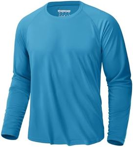 KEFITEVD Men's Lightweight Sun Shirts - Long Sleeve Cooling Performance T-Shirts for Hiking & Active Use - Blue, Green