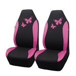 Flying Banner Breathable Mesh Car Seat Covers Colorful Butterfly Offset Printing Pattern Airbag Compatible Protector (2 Fronts, Pink)