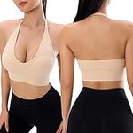 Halter Sports Bras for Women High Support Large Bust Tank Top Adjustable Strap String Solid Color Backless Plus Size, A, Large