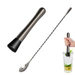 Stainless Steel Cocktail Muddler, Set of 2 Bar Tools Essentials for Home Bar Tools Bartender Tool Kit and Cocktail Shaker